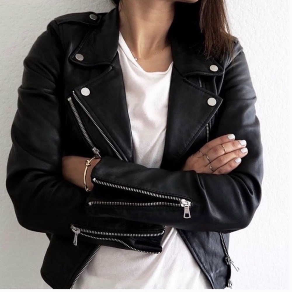 Zara Trafaluc Genuine Leather Moto Motorcycle Zipper Jacket Sz XS - Picture 6 of 17